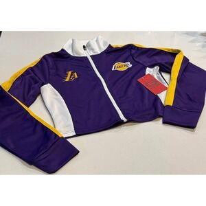ULTRA GAME NBA Los Angeles Lakers Purple Gold Cropped Track Jacket Women's L NEW